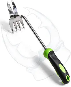 Garden Tools, 2-in-1 Hand Weeder Puller, Heavy Duty Stainless Steel Gardening Hand Tool for Deep Root Removal, Ergonomic Non-Slip Weed Remover for Lawn Yard Garden, 1 Pack