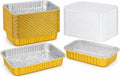 JARDLITE 20 Pack 11"x8"x2" Gold Aluminum Foil Pans with Lids Heavy Duty, 5 LB Foil Food Containers with Lids, Disposable Tin Foil Pans for Baking, Meal Prep, Freezer, Heating and Takeout