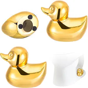 2 Pcs Duck Design Toilet Bolt Caps Ceramic Cute Toilet Bolt Covers Decorative Gold Floor Bowl Caps for Home Bathroom Decor