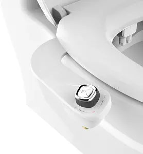 Bio Bidet SlimEdge Bidet Attachment for Toilet, Non Electric, Dual Nozzles for Front and Rear Cold Water Wash, Adjustable Water Pressure, White