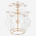 QPIX DIGITAL Wine Glass Rack 2 Tier 10 Holders Wine Glass Holder Stand, Elegant Rose Gold Cocktail Tree Stand Countertop Tabletop Stemware Rack for Home and Bar Storage,Easy Assembly