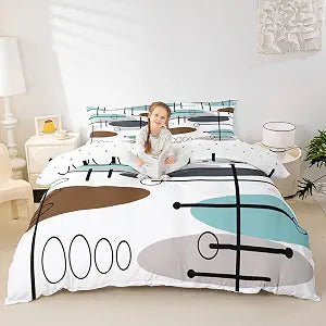 Erosebridal Mid Century Abstract Duvet Cover Set King Size, 3 Piece