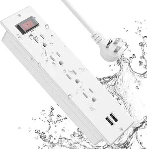 Conference Recessed Power Strip Waterproof,Furniture Recessed Power Strip with 4 Outlets,2 USB,Table Surge Protector,Flush Mount Water Resistant,6ft Cable with Flat Plug