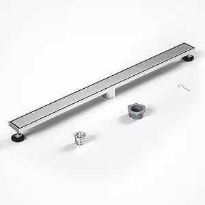Linear Shower Drain 36" Brushed 304 Stainless Steel | Fast Drainage | Tile Inserted | Stainless Floor Drain Grate | Hair Strainer | Drain Key | The Upgrade for Your Bathroom