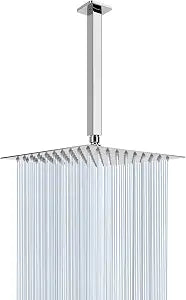 NearMoon Rain Shower Head With Shower Arm, Ceiling Mount Square Shower, Stainless Steel Ceiling Rainfall Showerhead- Waterfall Full Body Coverage (8 Inch, Chrome Finish)