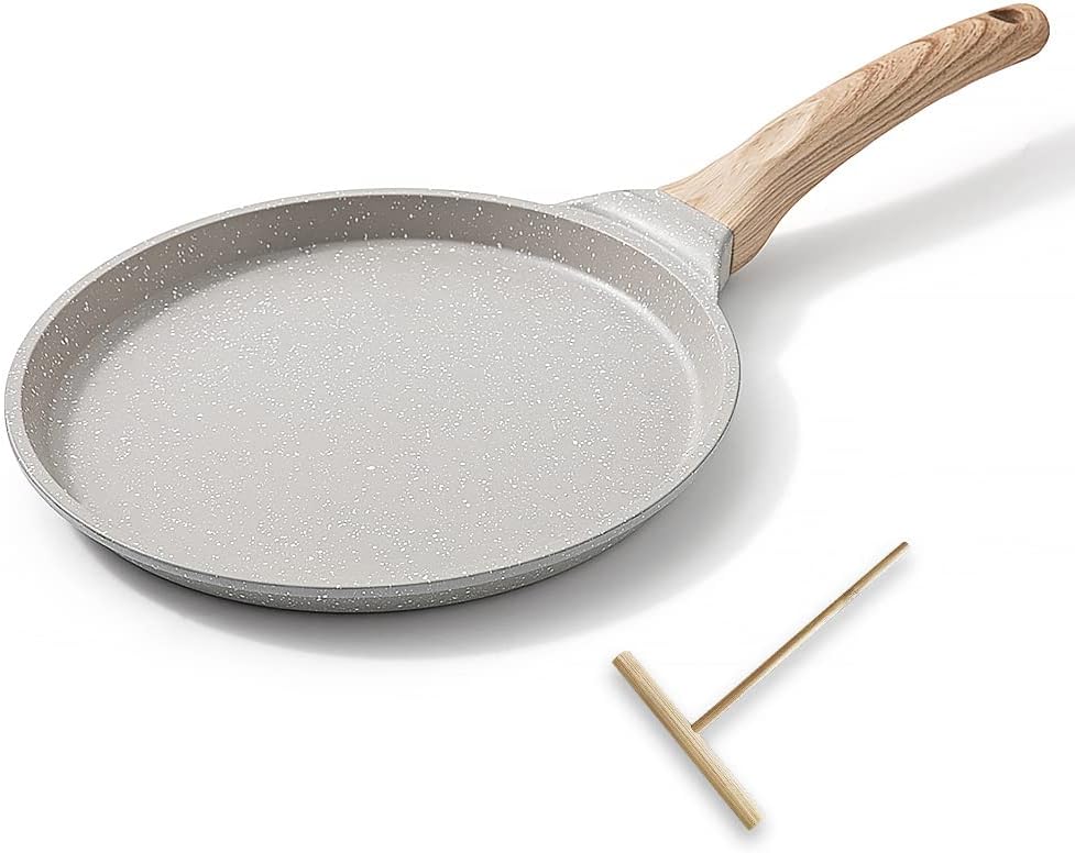 8 inch Crepe Pan, Nonstick Pan for Crepes Omelette Tortillas,White