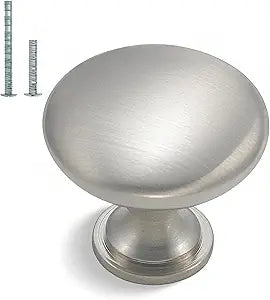 homdiy 30 Pack Brushed Nickel Round Zinc Alloy Cabinet Knobs 1-1/8 Inch