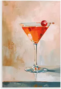 Manhattan Cocktail Cherry, 10 x 15 Inch Mounted Print on Wall Plaque