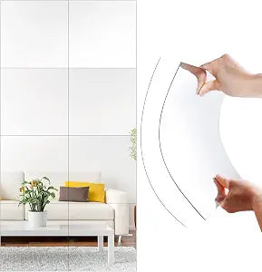 SLDIYWOW Shatterproof Full Body Wall Mirror Tiles, 8PCx12x12 Acrylic Tiles for Bedroom, Baby Kids Playroom, Over The Door Closet Mirror
