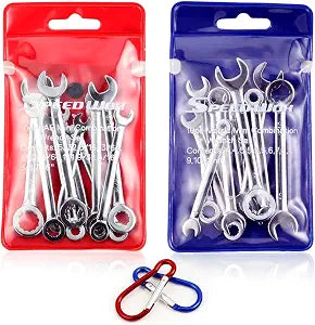 SPEEDWOX Mini Wrench Set 4mm-11mm & 5/32"-7/16" Open and Box End Wrench Set