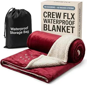 Waterproof Blanket for Bed Intimacy (90"x 80" King Size) Reversible Fleece | Sherpa, Love Blanket, Water Proof TPU Stain Proof Couch Furniture Mattress Large Dog Bed Cover - Burgundy
