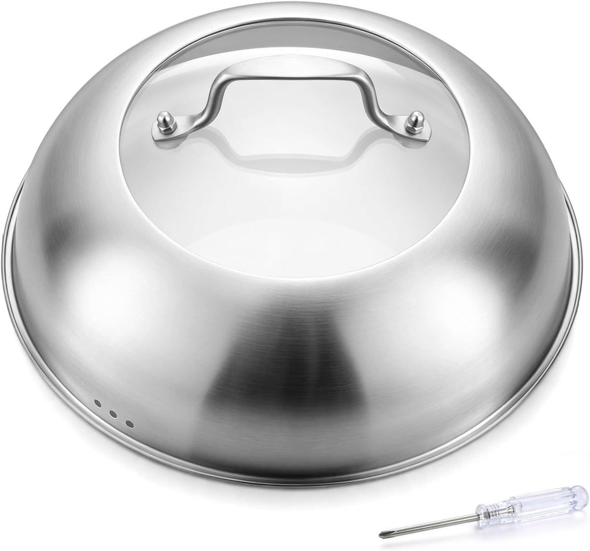 Leonyo 13 Inch Tempered Glass Wok Lid Dome for 13.5" Wok & Stir-fry Pans