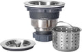 3-1/2 Inch Sink Drain Assembly Kit, Removable Deep Sink Strainer Basket with Sink Stopper/Sealing Lid for Home, Kitchen, Stainless Steel