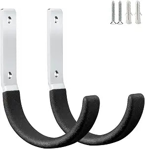 GeeWatom Heavy Duty Steel Garage Hooks,Garage Storage Utility Hooks,Heavy Duty Garage Garden Tool Organizer,Steel Wall Mount Hooks, Garden Hose Hanger, Small U Hooks (Black 2 Pack)
