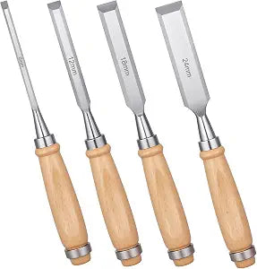4 Piece Wood Chisel, Wood Woodworking Tools Set, Bevel Edge Chisels Sets