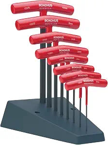 Bondhus 13389 Set of 8 Hex T-handles w/Stand, sizes 2-10mm, Multicolor, One Size