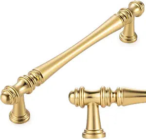 KOOFIZO 10 Pack 5 in Brushed Gold Cabinet Pulls, Gold Drawer Handles P30