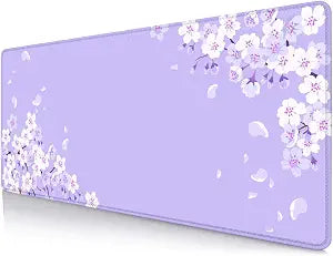IMAYONDIA Sakura Japanese Desk Mat, Cherry Blossom Large Gaming Mouse Pad, Elegant Floral Mousepad for Women, Purple Flowers Aesthetic Desk Pad for Work Decor, Game, Office, 31.5x11.8