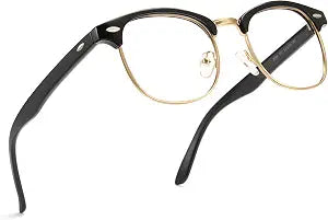 Cyxus Blue Light Glasses Men Women Browline Frame Computer Glasses Reduce Eye Strain UV Protection for Computer Screen 8356T01 Gold Frame