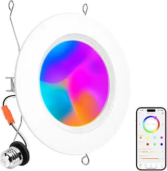 6 Inch Smart Recessed Lighting RGBCW Color Changing LED Can Lights