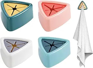 AKOAK Towel Hook, Self Adhesive Wall Hand Towel Rack, Triangular Plastic Rag Storage Rack, Can be Used in Bathrooms, Kitchens and Homes, Cabinets - Pack of 4