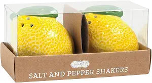 Mud Pie Yellow Ceramic Lemon Salt And Pepper Shaker Set