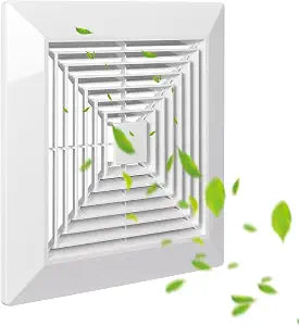 White 1 Piece ( 9 x 9 Inch) Bathroom Exhaust Fan Cover with Spring, Square Ceiling or Wall Mounted Exhaust Fan, Ceiling Fan, Grille, Air Diffuser, Diverter Ventilation Hood, Replacement Accessories