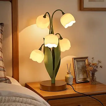 Flower Table Lamp for Bedroom, LED Cute Reading Light