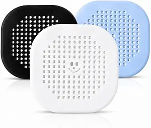 3-Pack Silicone Drain Hair Catcher, Shower Drain Protector and Hair Stopper with Suction Cups, Universal Fit for Bathroom, Bathtub, and Kitchen (Mutli-Color)