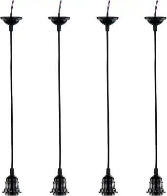 4 Pack Industrial Mini Pendant Light Kit, E26/E27 Base Lampholder Pendant Light Cord Adjustable Hanging Light Kit for Kitchen Bedroom Home Corridor Studio Office