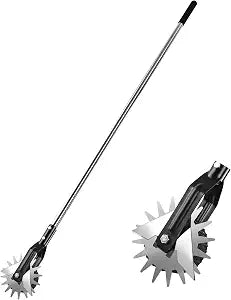 BARAYSTUS Wheel Rotary Edger Lawn Tool, Grass Edge Trimmer, Sidewalk Manual Lawn Edger, Strong 3 Sections Stainless Steel Handle with Cushion Grip, 58.3-Inch