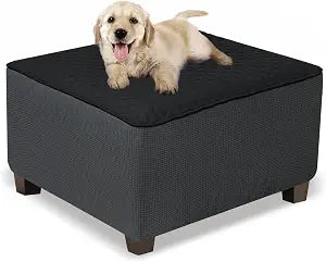 NeColorLife Waterproof Square Ottoman Cover,Medium,Black