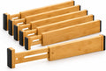 Bamboo Drawer Dividers 6 Pack, Expandable, 43-56 cm Long, 6 cm High