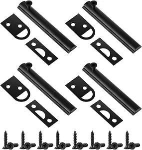 Lothee 4 Pcs Brass Surface Bolt Door Latch, 4", Matte Black