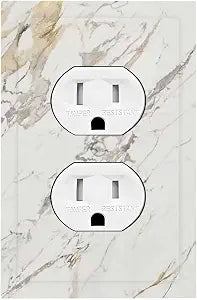 Outlet Covers Gray White Abstraction Marble Modern 1 Gang Duplex Light Switch Cover Decorative Switch Plates Electrical Receptacle Faceplate Wall Plate For Bathroom Kitchen Decor