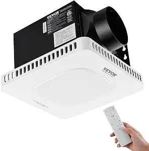 VEVOR 110 CFM Bathroom Exhaust Fan with Remote - 1.5 Sones Low Noise, LED Light 3000-5000K, Energy-Saving with Timer, Ceiling Ventilation