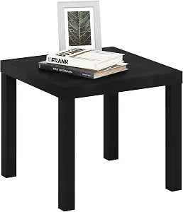 Furinno Classic Toolless Square Side Table, 1.8" Thick Tabletop, Black