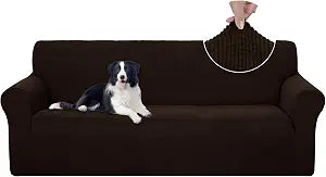 U-NICE HOME Stretch Couch Cover Slipcover for 3 Cushion Sofa, Chocolate