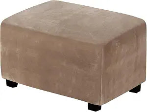 H.VERSAILTEX Velvet Stretch Rectangle Ottoman Cover, Large, Camel