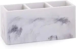 BINO Multi Purpose 3 Compartment Organizer - Makeup Container Organizers - Compartment Organizer for Makeup Brushes, Home and Office Supplies - Matte Marble