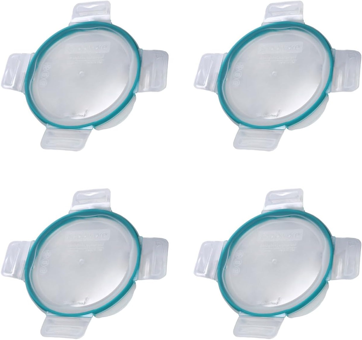 Snapware 7201R-PC 4-Cup Plastic Lid with Teal Gasket (4-Pack) - Made in USA