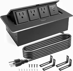 Conference Table Power Hub, Pop Up Outlet with Mounting Bracket
