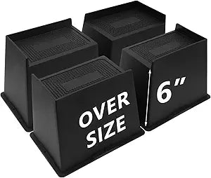 4 Pack Bed Risers 6 inch Heavy Duty, Oversized Furniture Risers