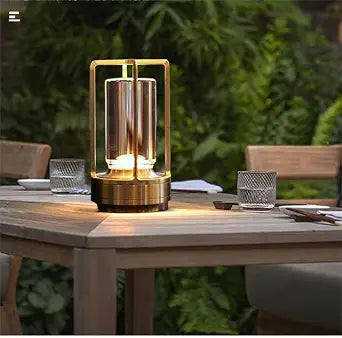 Portable Metal Table Lamp for Indoor/OutdoorRechargeable Cordless 3 Colors