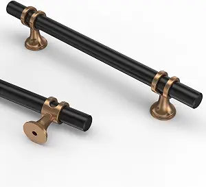 Asidrama 10 Pack 5 Inch(128mm) Champagne Bronze and Matte Black Kitchen Cabinet Handles, Cabinet Pulls Kitchen Cabinet Hardware Cupboard Handles Drawer Pulls