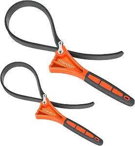2-Pack Rubber Strap Wrench,Oil Filter Wrench Diameter 4" and 6" Heavy Duty Adjustable Blet Wrench for Jar Opener,Water Filter,Plumbing,Sink,Faucet(Orange)