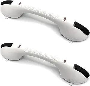2Pack Suction Grab Bar for Shower Bathtub: Upgraded Heavy Duty Non-Slip Grip Handle with Strong Suction Cup for Bathroom Wall, Max Load 269LBS Safety Bar for Elderly Senior (2, White)