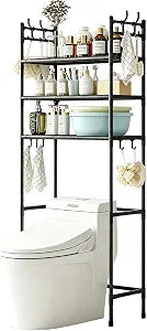 Over the Toilet Storage Shelf 3 Tier Black Bathroom Organizer Shelf