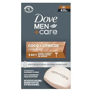 DOVE MEN + CARE Hand, Body, Face, Shave Bar Coco Cítricos, 6 Count, 3.75 oz