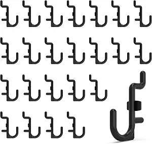 HUHOLE 100PC Black Plastic Pegboard J Hooks for 1/4" Board